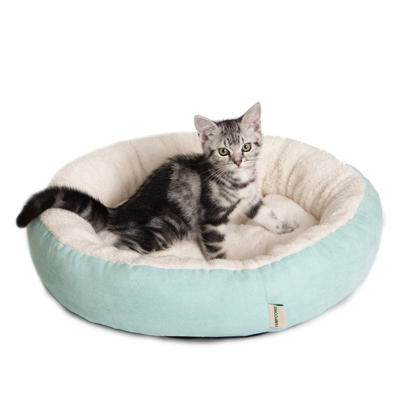 [Australia] - Tempcore Cat Bed for Indoor Cats, Machine Washable Cat Beds, 20 inch Pet Bed for Cats or Small Dogs,Anti-Slip & Water-Resistant Bottom Light Blue 