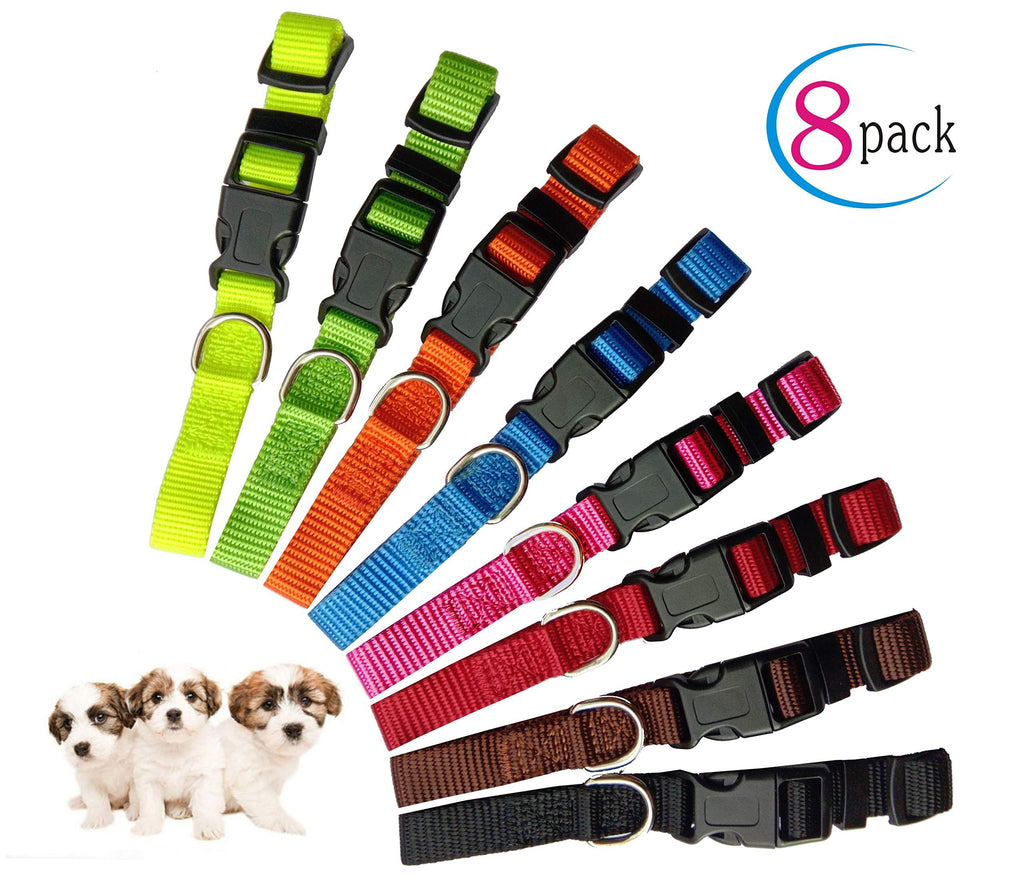 [Australia] - Partner Puppy ID Collars Identification Whelping Super Soft Nylon Adjustable Breakaway New Born Pets with Record Keeping Charts 8pcs 