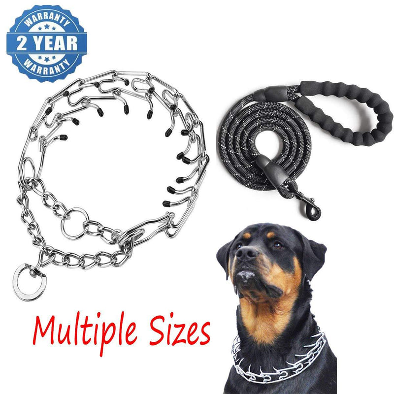 [Australia] - BLoomhua Dog Prong Training Collar - Stainless Steel Adjustable Pinch Pet Choke Collar with Comfort Rubber Tips,Safe and Effective,Adjustable Size and Quick Release Buckle(+Heavy Duty Dog Leash) 3.5mm*55cm 