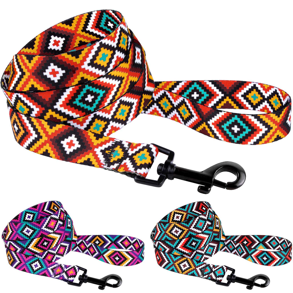 [Australia] - CollarDirect Aztec Dog Leash Nylon Tribal Pattern Cat Pet Leashes for Small Medium Large Dogs Puppy Lead 5 FT Long for Walking Aztec Sunset M 