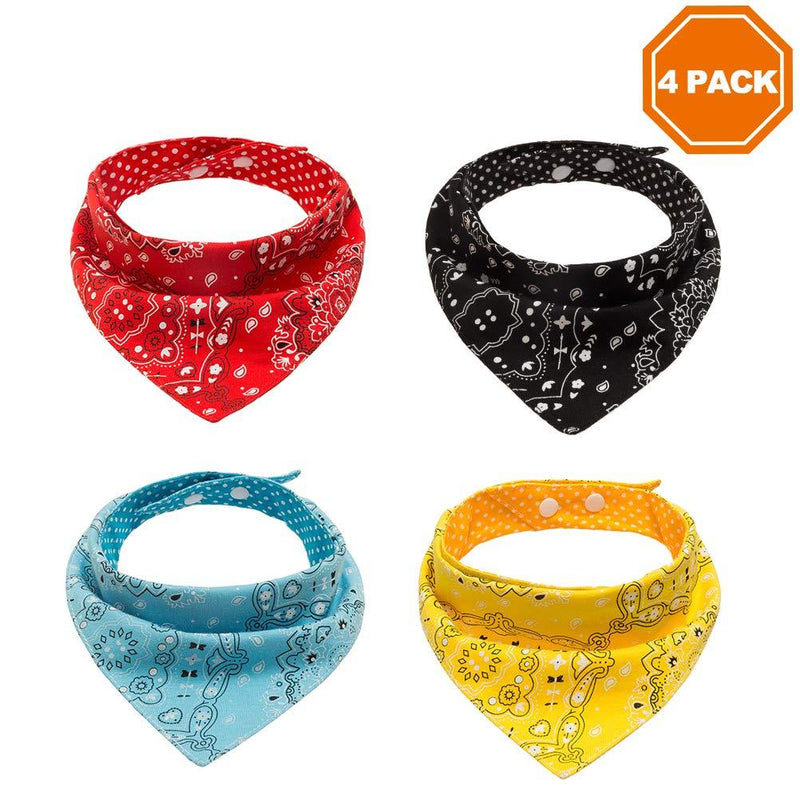 PAWCHIE Dog Bandanas Small 4 Pcs 8 Styles Pet Triangle Scarf Bibs - Adjustable with Two Snaps - Kerchief Set Accessories for Dogs, Puppy, Cats - PawsPlanet Australia