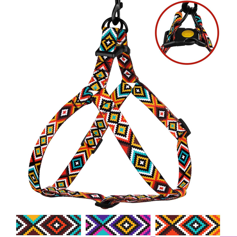 [Australia] - CollarDirect Adjustable Dog Harness Aztec Pattern Tribal Design Pet Step-in Vintage Comfortable Harnesses for Dogs Small Medium Large Puppy Aztec Sunset 