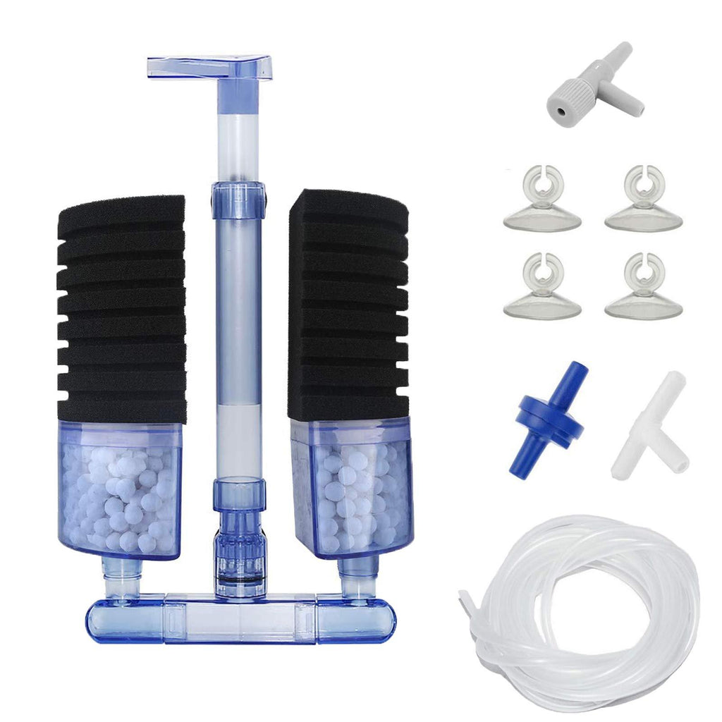 [Australia] - AQUANEAT Sponge Filter Quiet Aquarium Filter with Ceramic Media Balls Air Pump Driven for Betta Fry Shrimp Tank 75 Gallon Filter 75 Gal+Accessories 