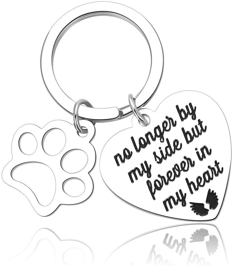 [Australia] - Pet Memorial Gift Keychain for Dogs Cats Personalized -Loss of Pet Sympathy DIY Crafts Keepsake -No Longer by My Side Forever in My Heart Cat Remembrance Jewelry Keyrings 