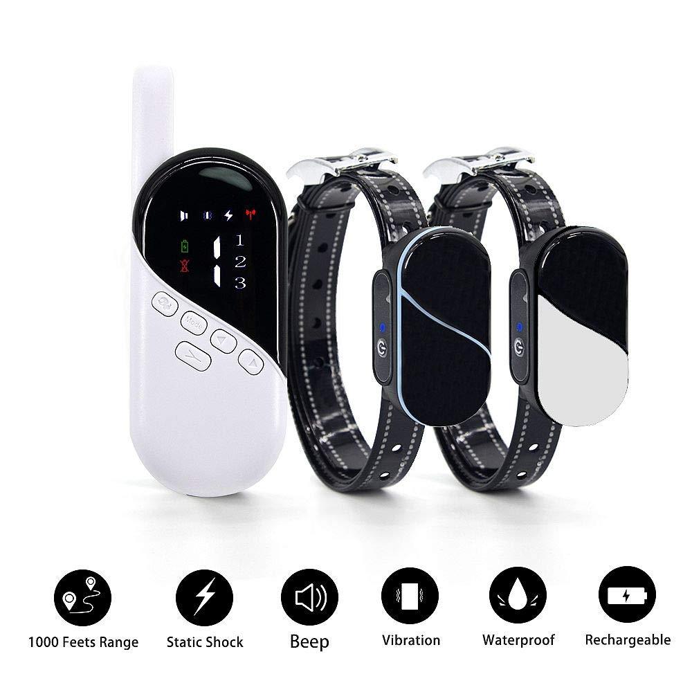 [Australia] - MASBRILL Humane Dog Training Shock Collar - Rechargeable 2 Dogs Electric Training Collars 1000ft Remote Range Beep Vibration Harmless Shock Waterproof Collars for Small Medium Large Dogs 