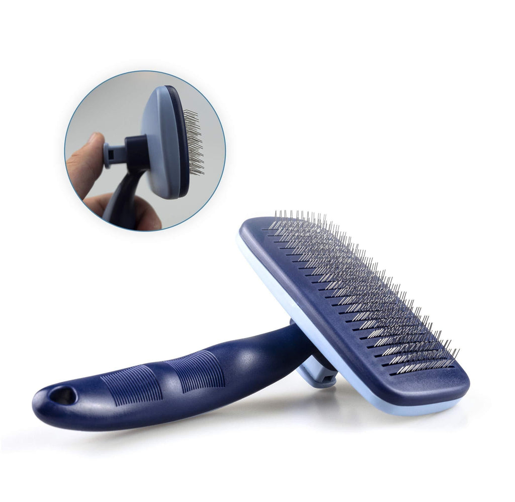 [Australia] - Corspet Self Cleaning Slicker Shedding Brush for Dogs and Cats Pet Grooming Brush and Deshedding Tool - Rakes and Removes Loose Hair, Matted Fur and Tangles - Suitable for Long and Short Fur Medium 