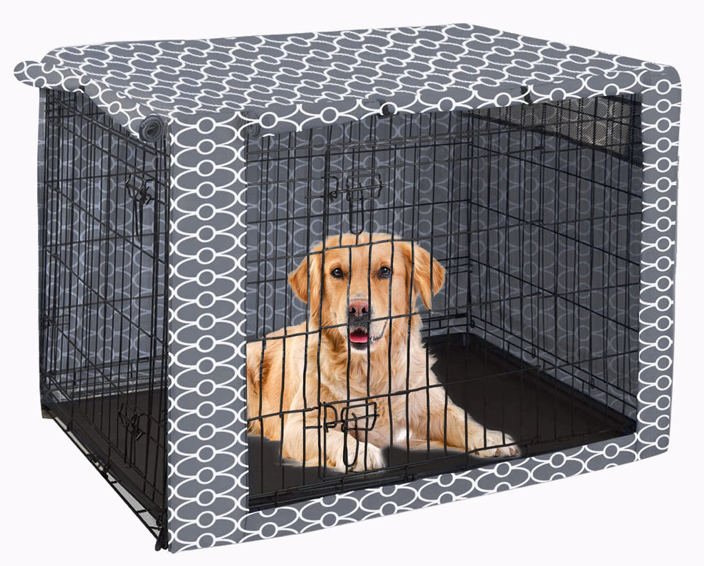 Pethiy Dog Crate Cover Durable Polyester Pet Kennel Cover Universal Fit for Wire Dog Crate - Fits Most 24-48 inch Dog Crates-Cover only 24-Inch Grey - PawsPlanet Australia