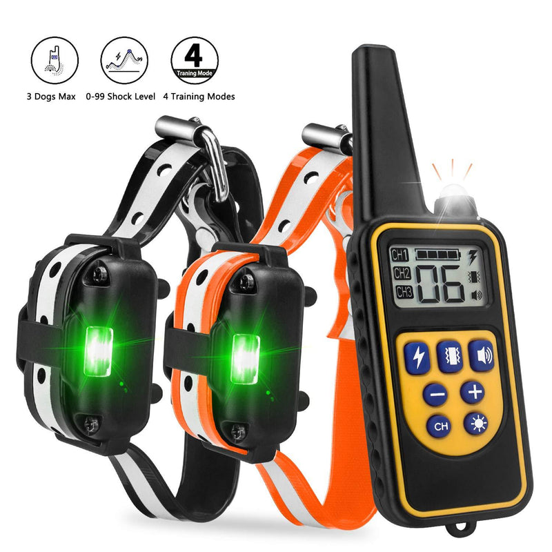 [Australia] - Beinhome Dog Training Collar with Remote 2 Dogs Reflective Strap Waterproof Rechargeable Receiver Collars Up to 2600FT Remote Range with Light Mode, Beep Vibration Shock 