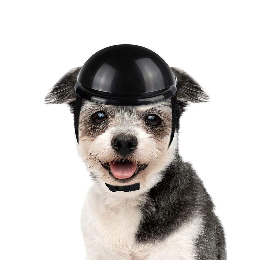[Australia] - LESYPET Dog Helmet -Paded Pet Motorcycle Helmet Safety Cap for Small Cats Dogs' Biking Cycling, Black S- 4" diameter 