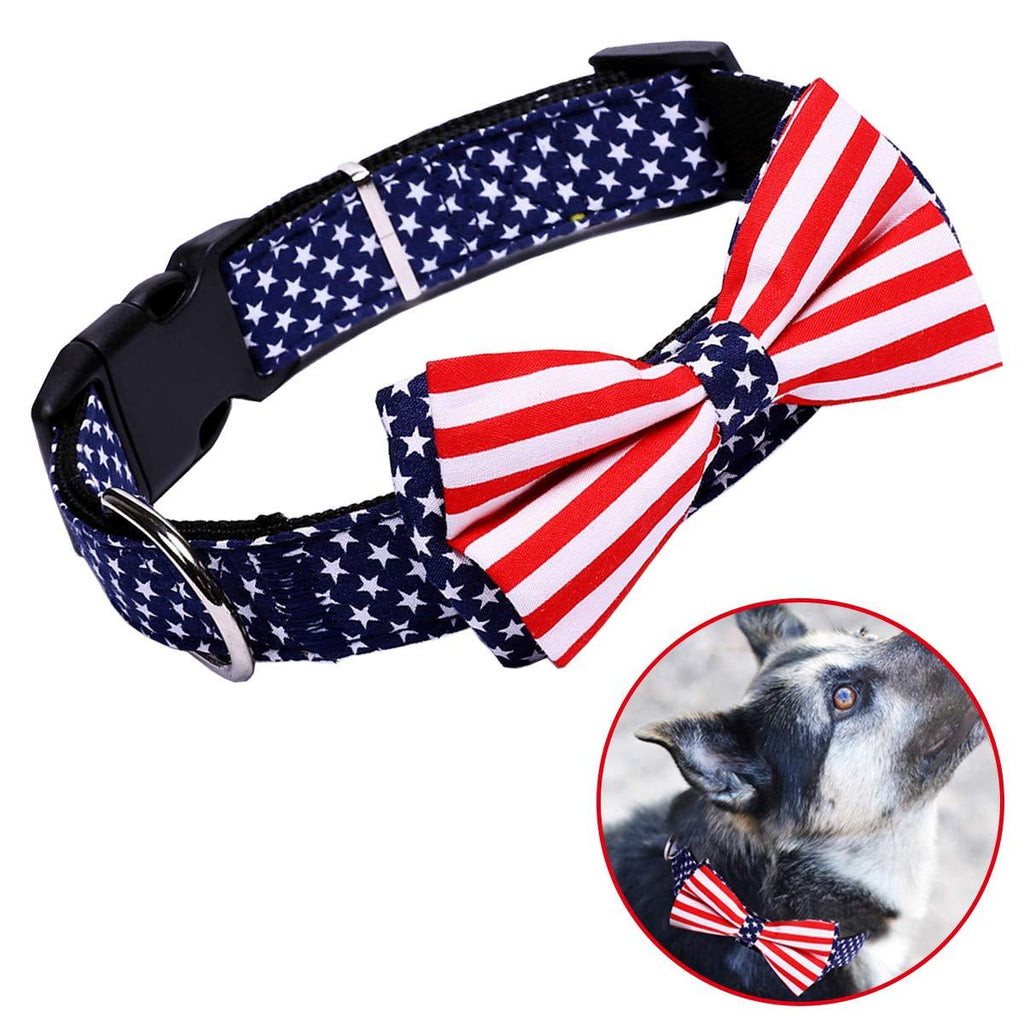 [Australia] - H-Shero 4th of July Independence Day American Flag Bowtie Pet Dog Collar in 3 Different Sizes Medium:width 2.0cm, adjustable 34-50cm 