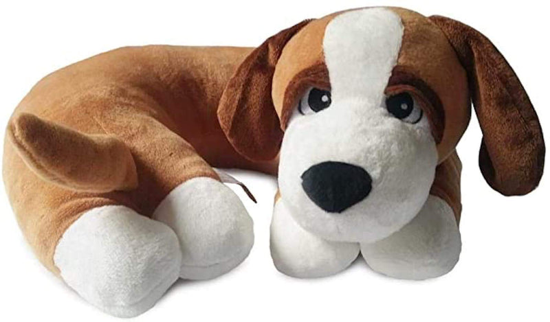[Australia] - The Dog Pillow Company Plush Pet Pillow/Dog Neck Pillow for Upper Spine and Calming Support, Brown with White Paws, 12 x 12 x 6 Inches 