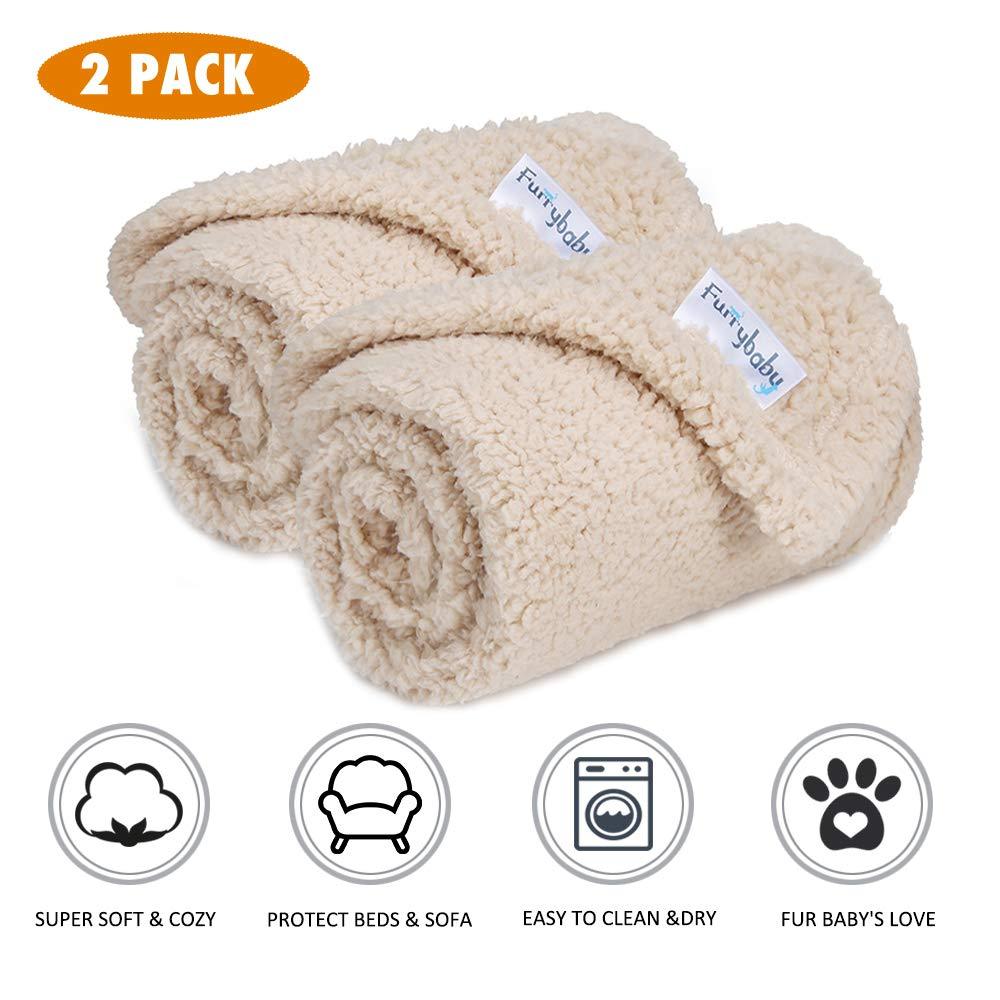 [Australia] - Premium Fluffy Fleece Dog Blanket, Soft and Warm Pet Throw for Dogs & Cats (2-Pack Small 24x32'', Beige) S-24x32'' 2PACK Beige Blanket 
