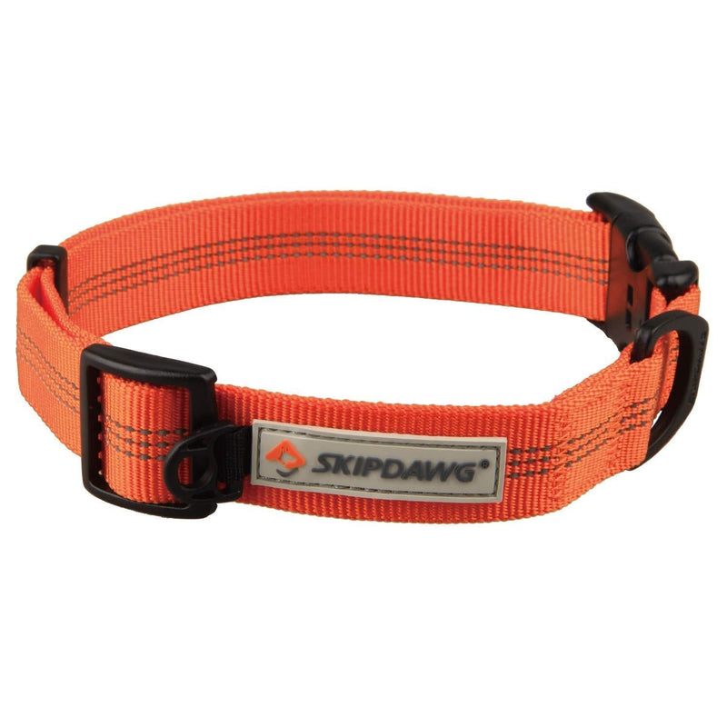 [Australia] - SKIPDAWG Heavy Duty Dog Collar - Outdoor Safety & Comfy Nylon Dog Collar Reflective with Buckle, Adjustable Collars for S/M/L Size Dogs M, Neck 14"-20" Orange 