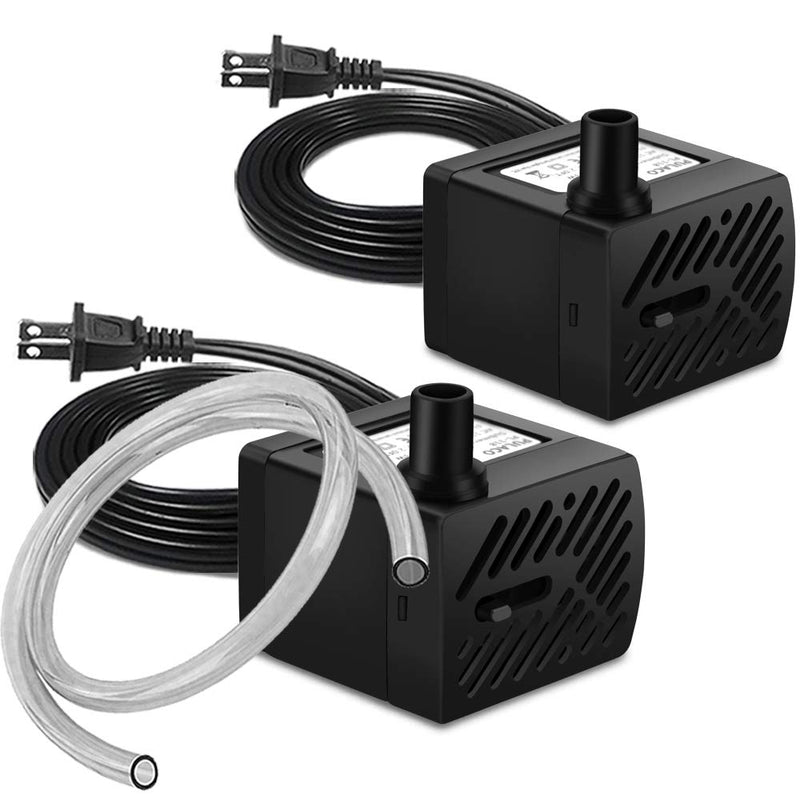 PULACO 2Pcs Mini Fountain Pump ( 50GPH 3W), Ultra Quiet Submersible Water Pump for Aquarium, Small Fish Tank, Pet Water Fountain, Tabletop Fountains, Water gardens and Hydroponic Systems - PawsPlanet Australia