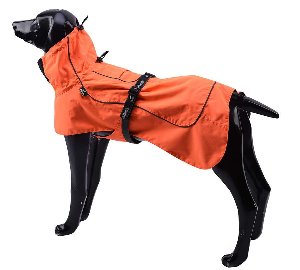 [Australia] - Tellpet Dog Jacket Waterproof Dog Raincoat, Reflective Dog Jacket XXL(Chest:31.5-37.5",Back Length:22") Orange 