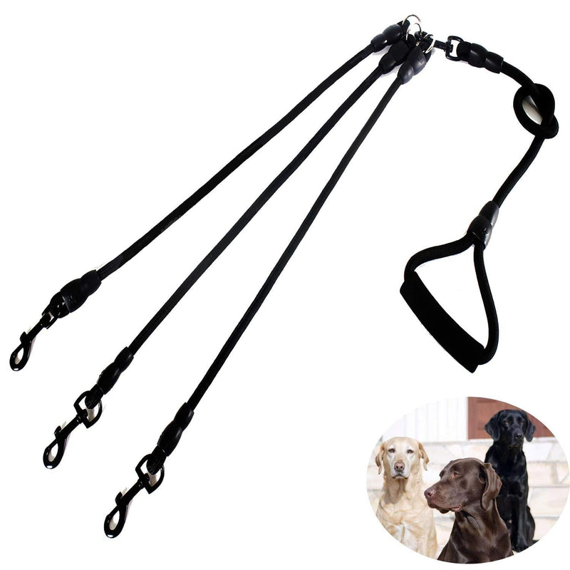 [Australia] - Heyllou 3 in 1 Durable Nylon Dog Leash with Padded Handle, 360° Swivel No Tangle Climbing Rope Removable Pet Traction Rope, Lead for Medium Large Dogs Black 