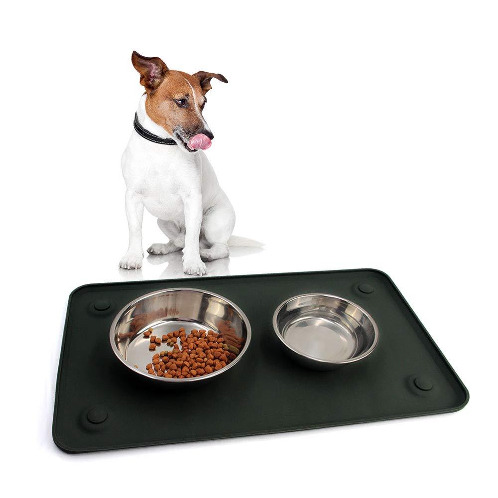 Dog Food Mat, Pet Feeding Mat with Strong Suction Cups - Silicone Waterproof Dog Mat (24x16 inches), Non-Slip Pet Bowl Mat for Protect Floor (Large, Black) - PawsPlanet Australia