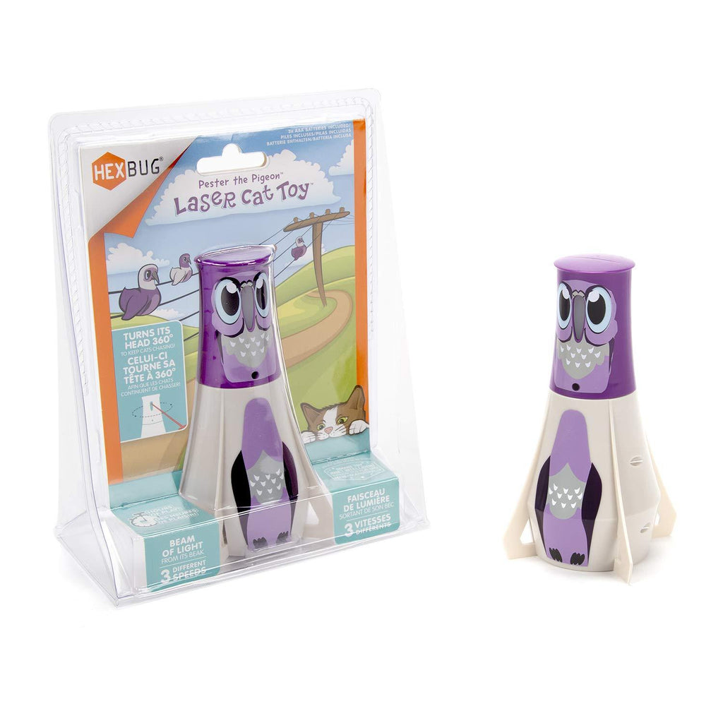 [Australia] - HEXBUG Cat Toy Laser Tower Pester The Pigeon - Pet Laser Light Chaser for Cats Automatic Laser Cat Toy with Motorized Rotating Head (Purple) 
