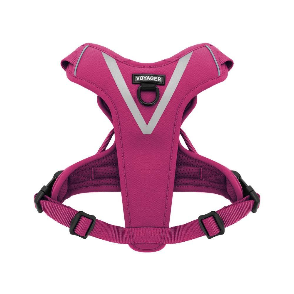 [Australia] - Maverick Dual Attachment Outdoor Dog Harness by Voyager | NO-pull Pet Walking Vest Harness - Fuchsia, Large 