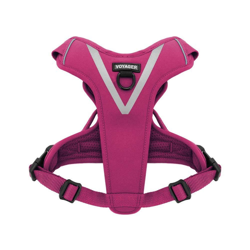 [Australia] - Maverick Dual Attachment Outdoor Dog Harness by Voyager | NO-pull Pet Walking Vest Harness - Fuchsia, Small 