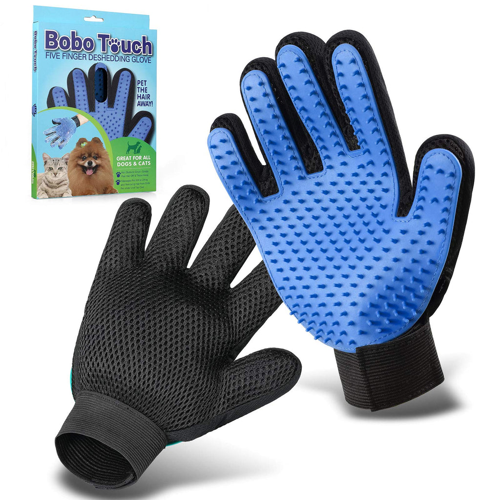 Pet Grooming Glove,Gentle Deshedding Brush Glove Efficient Pet Hair Remover Mitt,Enhanced Five Finger Design,Breathable & Comfortable for Dog,Cat,Horses with Long/Short Fur Blue - PawsPlanet Australia