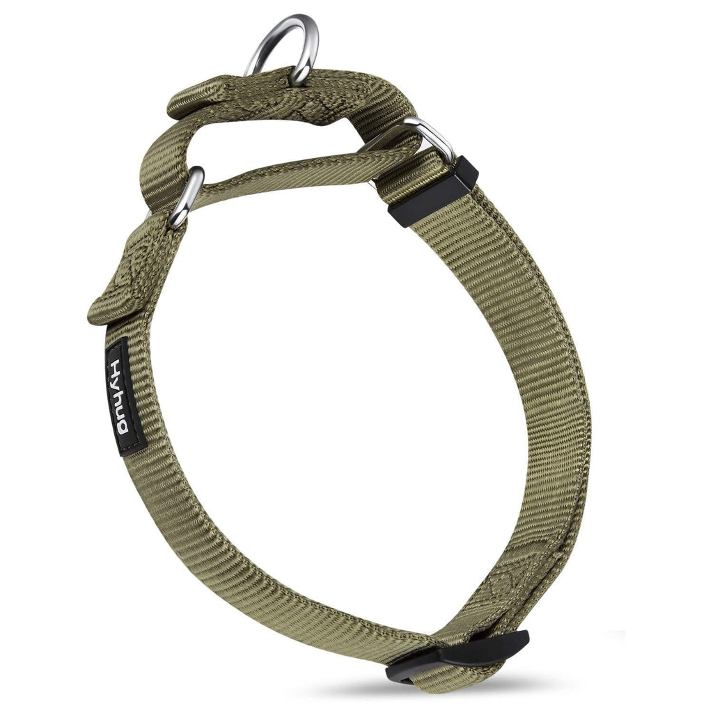 [Australia] - Hyhug Pets Premium Upgraded Heavy Duty Nylon Anti-Escape Martingale Collar for Boy and Girl Dogs Comfy and Safe - Professional Training, Daily Use Walking. Large Military Green 