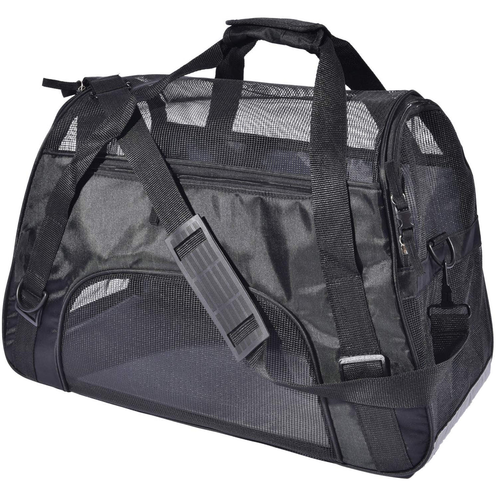[Australia] - PPOGOO Large Pet Travel Carriers 20.9x10.2x12.6 22lb(10KG) Soft Sided Portable Bags Dogs Cats Airline Approved Dog Carrier,Upgraded Version Black 