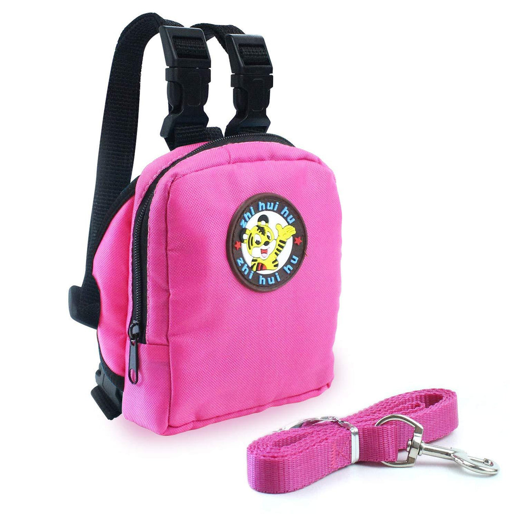 [Australia] - Guardians Pet Backpack Small Dog Self Mini Carrier Back Pack Pocket Saddle Bags Puppy Bag with Training Lead Leash Pink 