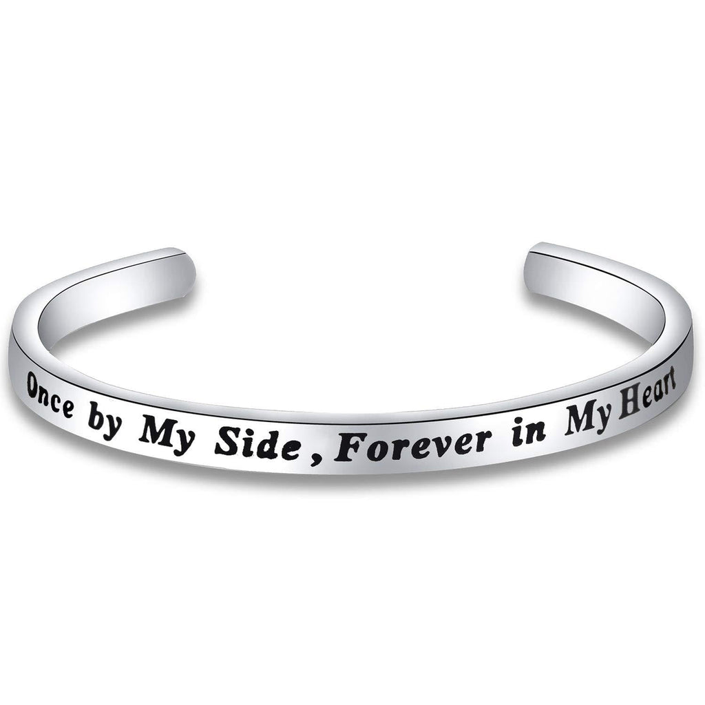 [Australia] - LQRI Remembrance Loss of Pet Jewelry Memorial Bracelet Once by My Side Forever in My Heart Sympathy Gift Remembrance Gift for Pet Lover cuff 