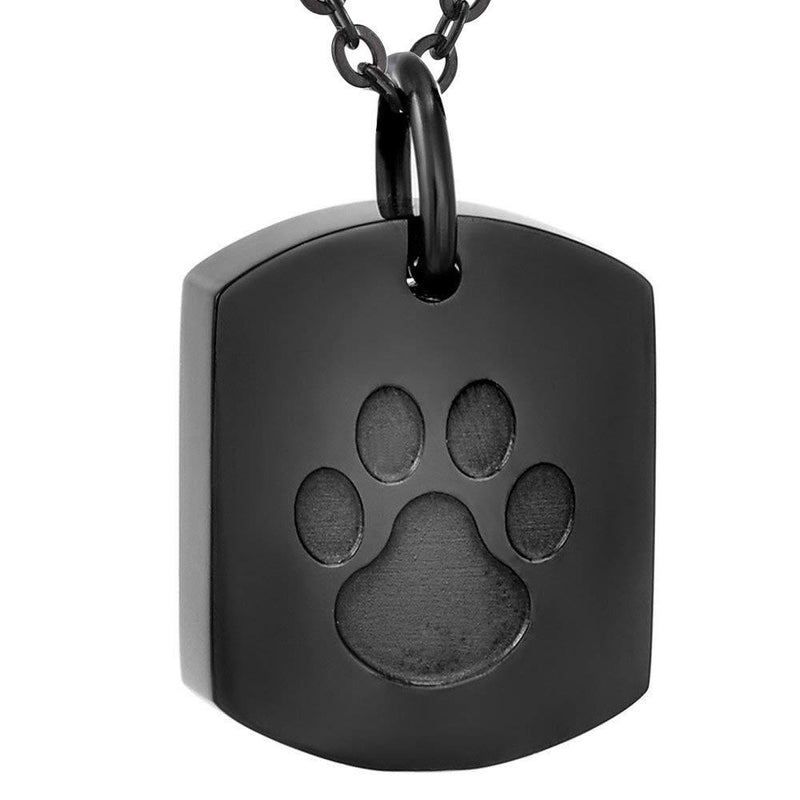 [Australia] - AIWENXI Paw Print Cremation Jewelry for Ashes Human Ashes Memorial Keepsake Jewelry for Pet's/cat/Dog's Ashes Urn Necklace Black 