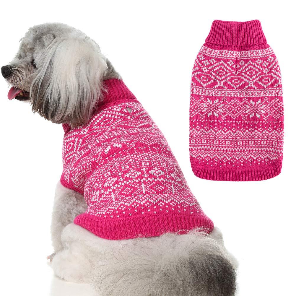 Dog Sweater Argyle - Warm Sweater Winter Clothes Puppy Soft Coat Dogs Pink XSmall X-Small - PawsPlanet Australia