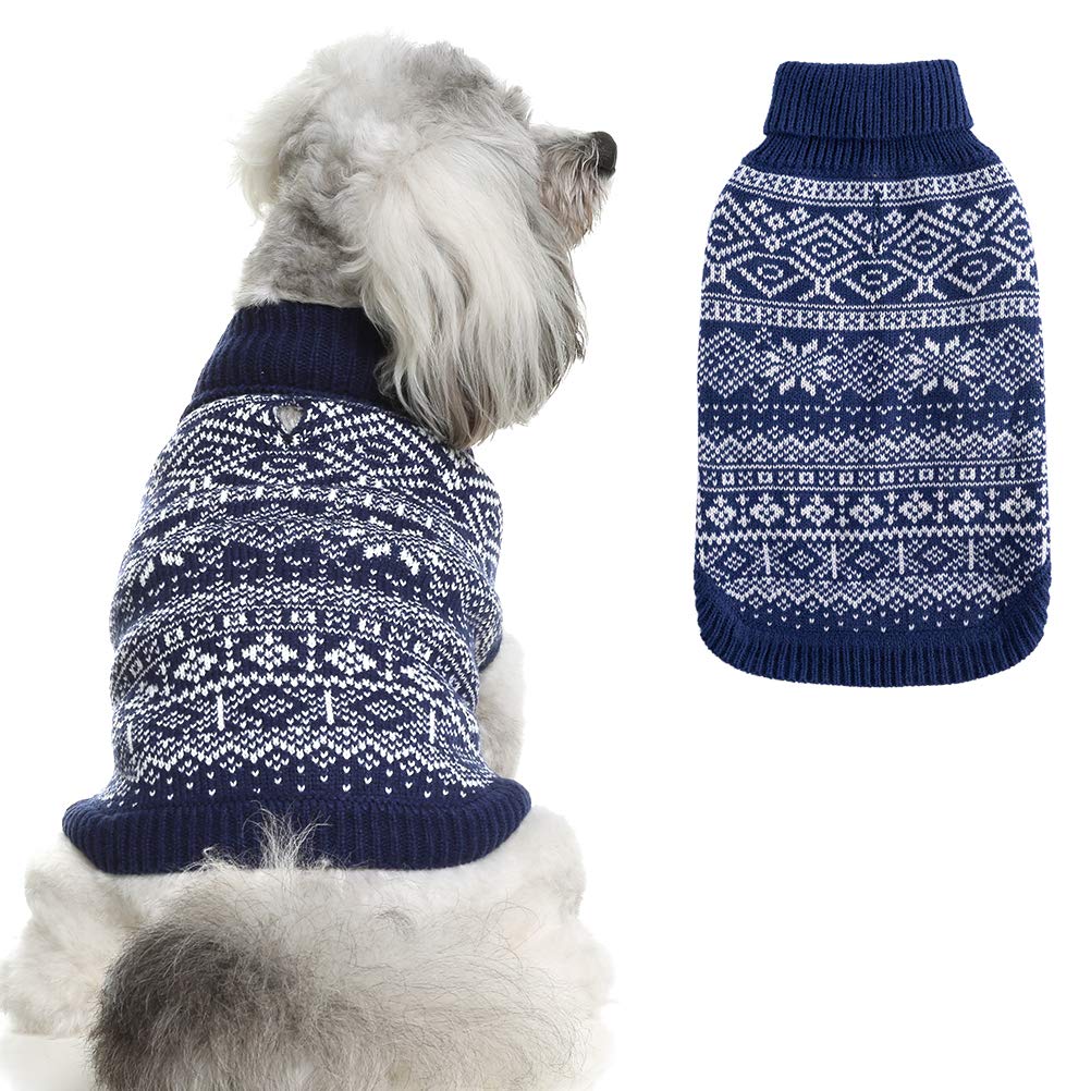 Dog Sweater Argyle - Warm Sweater Winter Clothes Puppy Soft Coat, Ugly Dog Sweater for Small Medium and Large Dogs, Pet Clothing Boy Girl X-Small Blue - PawsPlanet Australia