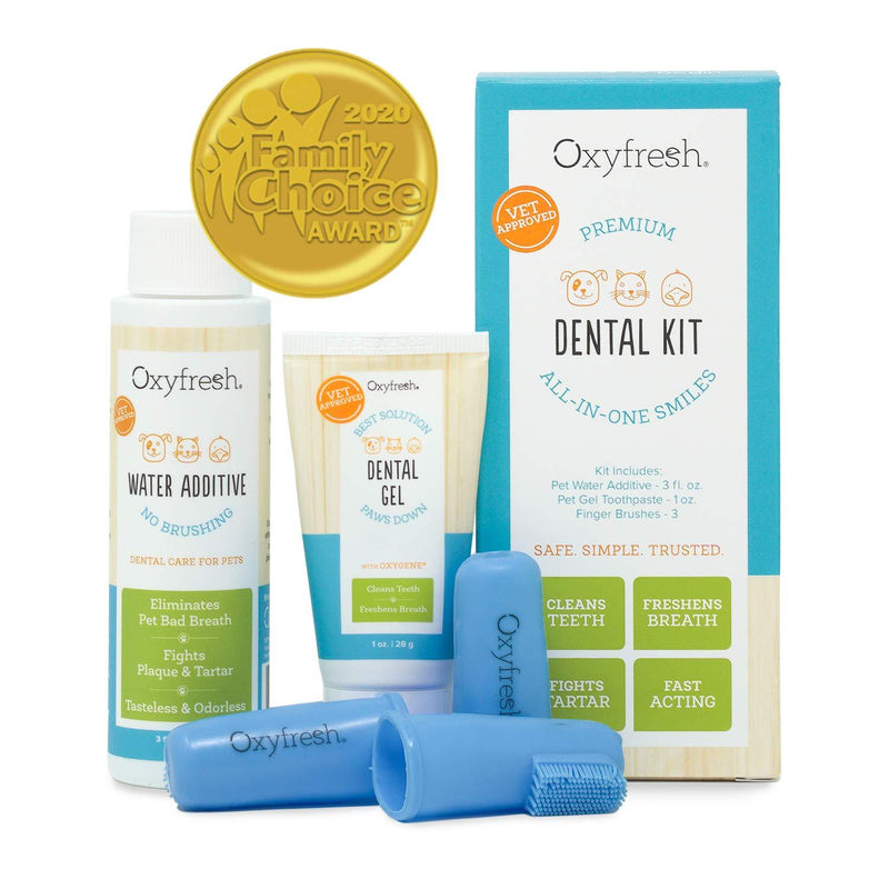 Oxyfresh Premium Pet Dental Kit for Dogs & Cats Easy Pet Fresh Breath Solution – Unique Pet Dental Water Additive and Pet Dental Gel Toothpaste Mini Kit - PawsPlanet Australia