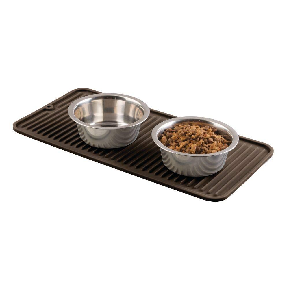 [Australia] - mDesign Premium Quality Pet Food and Water Bowl Feeding Mat for Dogs and Puppies - Waterproof Non-Slip Durable Silicone Placemat - Food Safe, Non-Toxic - Small - Espresso Brown 