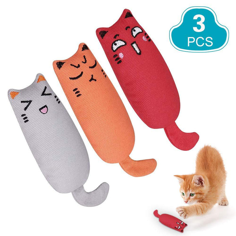 [Australia] - TESLUCK Cat Catnip Chew Toy, Cat Squishy Chewing Toy with Catnip for Teeth Cleaning, Creative Pillow Scratches Soft Cotton Filling Toys, Tooth Grinding, Interactive Kitten Catnip Toy 3 PCS 