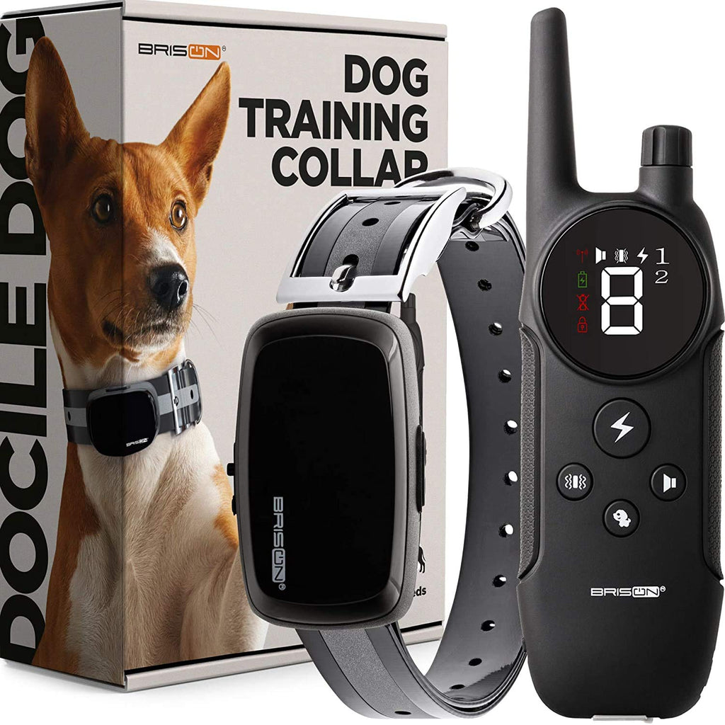 [Australia] - BRISON Dog Training Collar - 3 Modes - Humane Rechargeable Waterproof Anti Bark Collar for Small Medium and Large Dogs with Remote Trainer E-Collar 1000 ft 