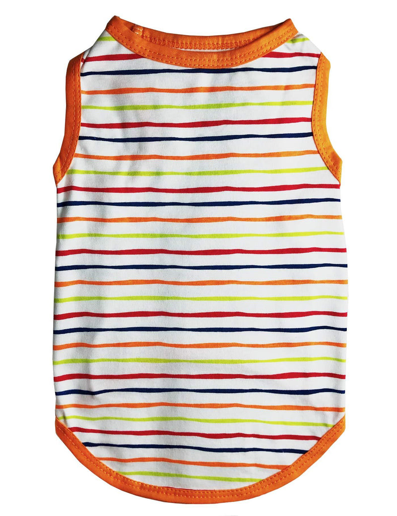 [Australia] - Honeycutey Pet Dog T Shirt Summer Cloth Cute Apparel Puppy Soft Cotton Vest Beach Wear Rainbow Star Stripe Diagonals High Stretch Singlet (Small, Orange Rainbow) 