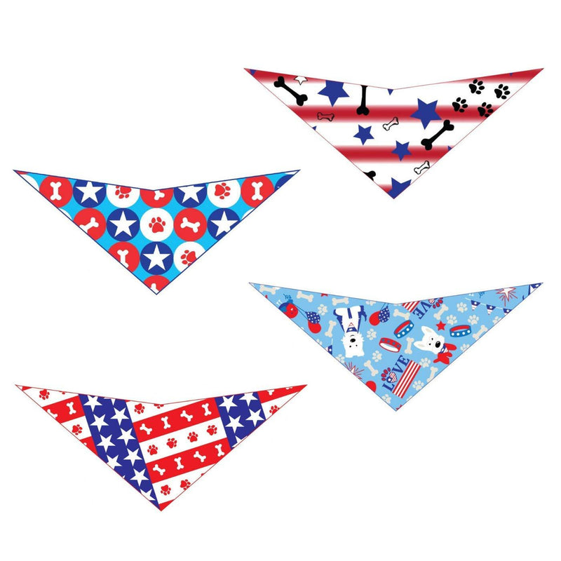 Elegant Pup Patriotic Dog Bandanas | Set of 4 | Red, White and Blue | Celebrate The 4th of July with Your Puppy XXLarge 35 inches - PawsPlanet Australia