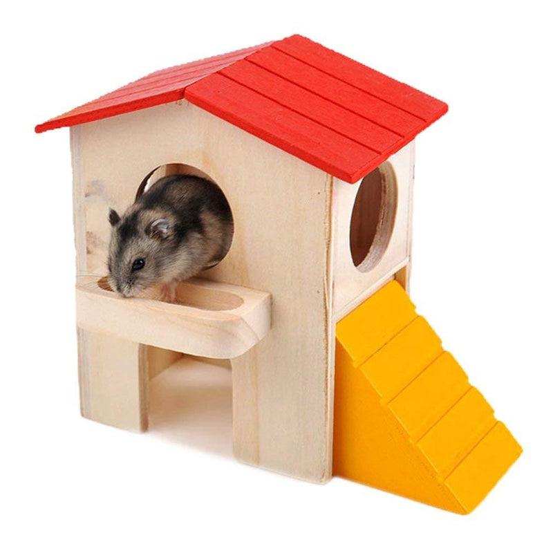 [Australia] - Hamster Hideout Small Animals Wooden House Funny Slide Exercise Toy for Mice Gerbil Rat Dwarf Hamster 