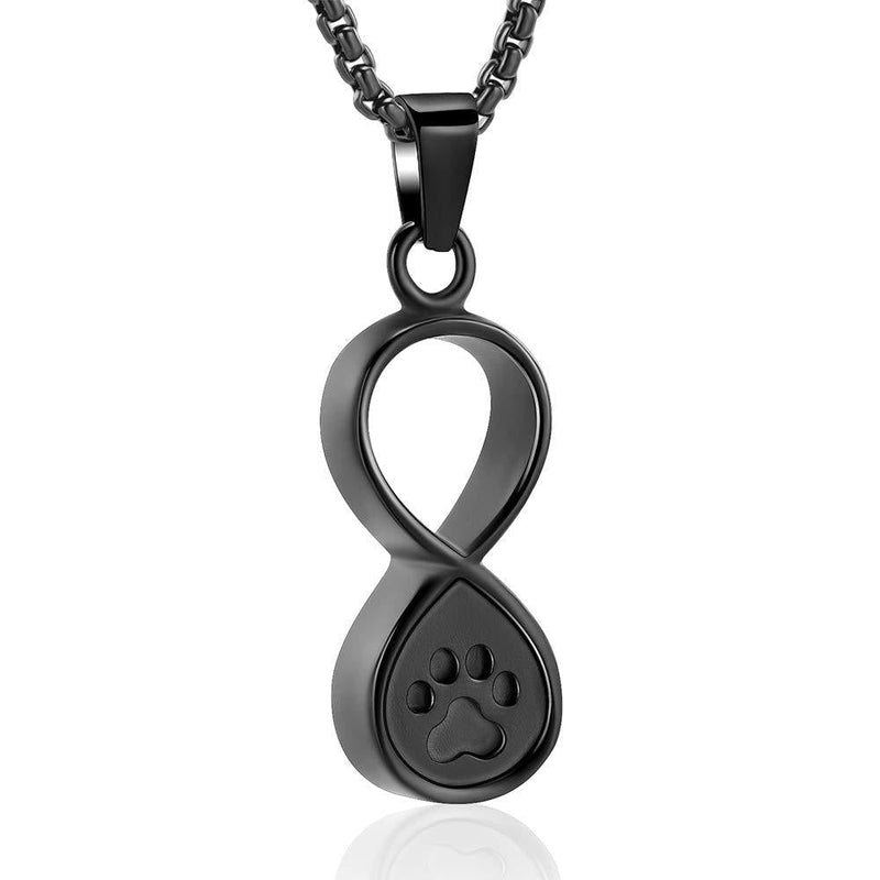 [Australia] - Oinsi Infinity Love Pet Cremation Jewelry for Ashes of Dog/Cat Funeral Keepsake Urn Necklace Pendant Memorial Jewellery Black 