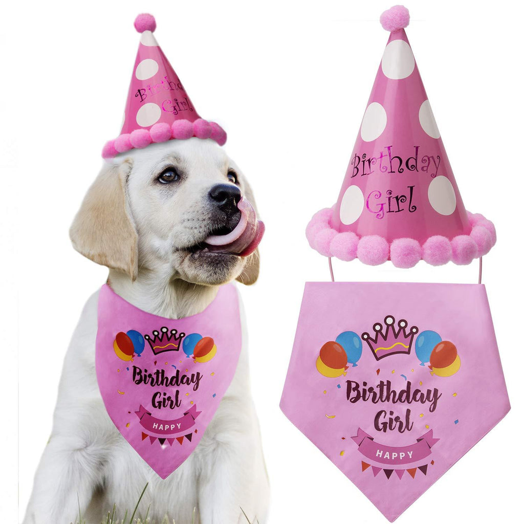 LUTER Dog Birthday Bandana Triangle Scarfs Cute Doggie Birthday Party Hat Happy Birthday Boy Print for Dog or Puppy Birthday Decor Pink - PawsPlanet Australia