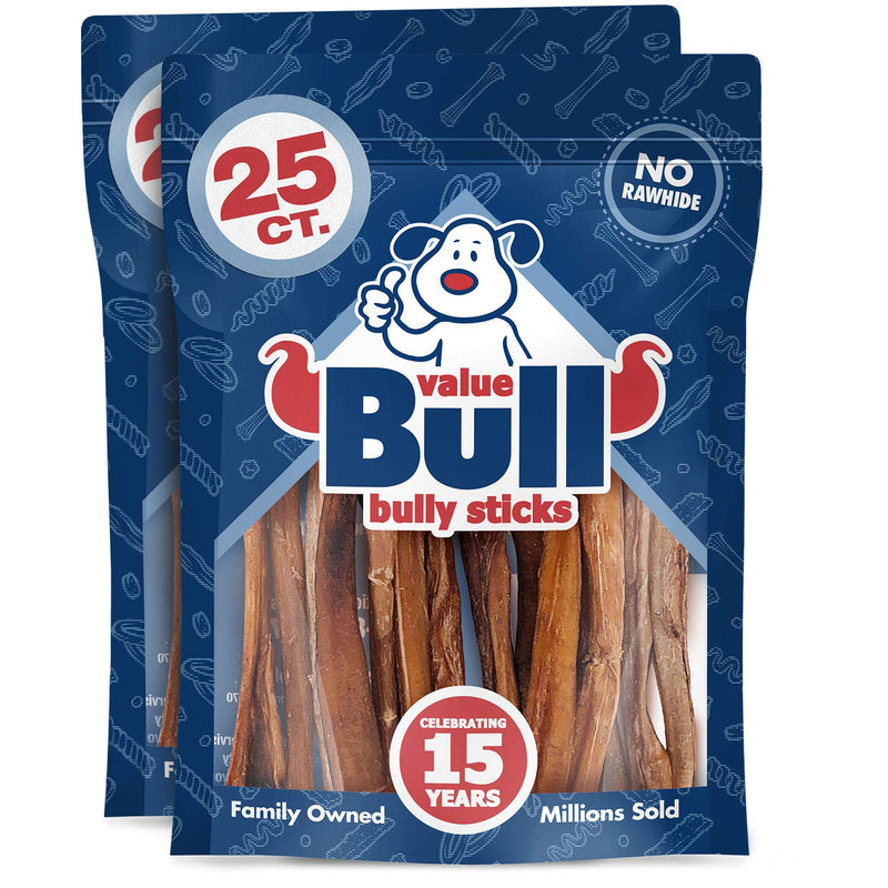 [Australia] - ValueBull Bully Sticks, Extra Thin 5-6 Inch, Varied Shapes, 50 Count - All Natural Dog Treats, Rawhide Alternative, Angus Beef, Free Range, Single Ingredient, Fully Digestible, Cleans Teeth 