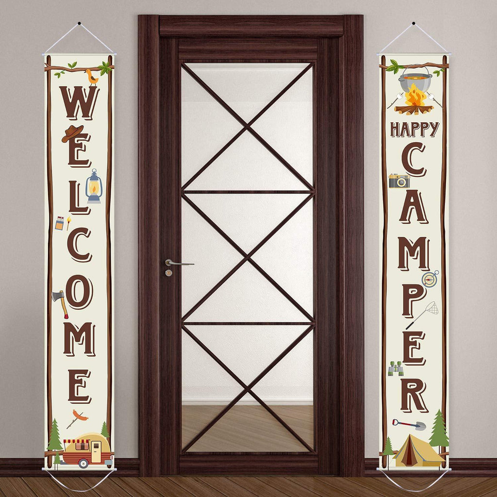Camping Party Banner Camping Party Decorations Welcome Porch Sign for Camping Themed Birthday Baby Shower Decorations - PawsPlanet Australia