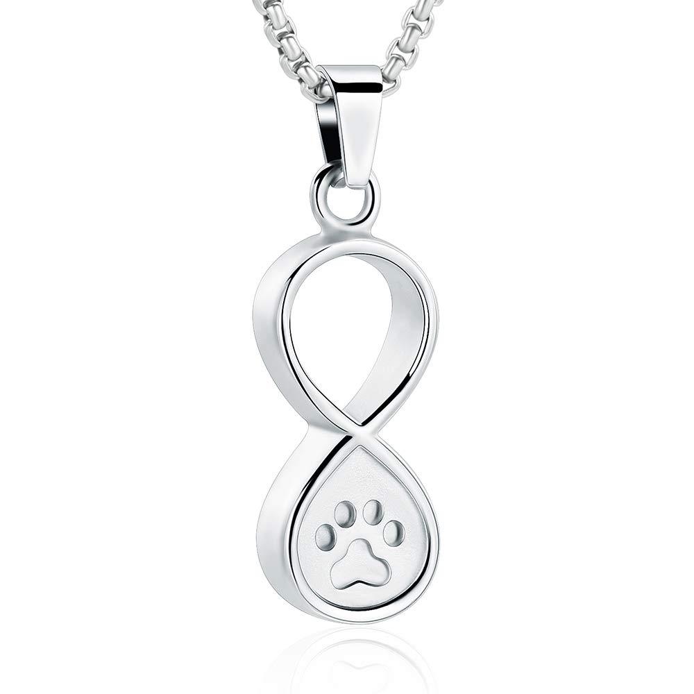 Oinsi Infinity Love Pet Cremation Jewelry for Ashes of Dog/Cat Funeral Keepsake Urn Necklace Pendant Memorial Jewellery Silver Tone - PawsPlanet Australia