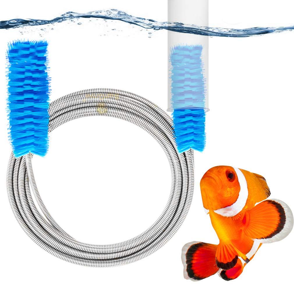[Australia] - SunGrow Aquarium Filter Tubing Scrubber, Double-Ended Brushes (0.5 inch and 1 inch), Flexible and Bendable 61’’ Stainless Steel Spring, for U-Shape and Bent Pipes 