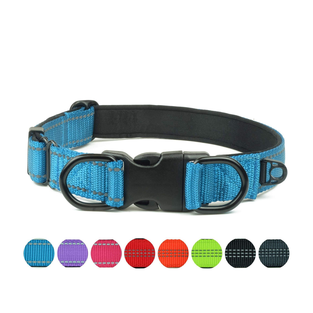 [Australia] - Garwor Reflective Dog Collar with Buckle Adjustable Safety Nylon Collars for Dogs Small Medium Large, Black Red Blue Green Orange Gray Purple Hotpink Tangerine Turquoise Peach Large Size:Width:1",Neck:16"-23.6" 