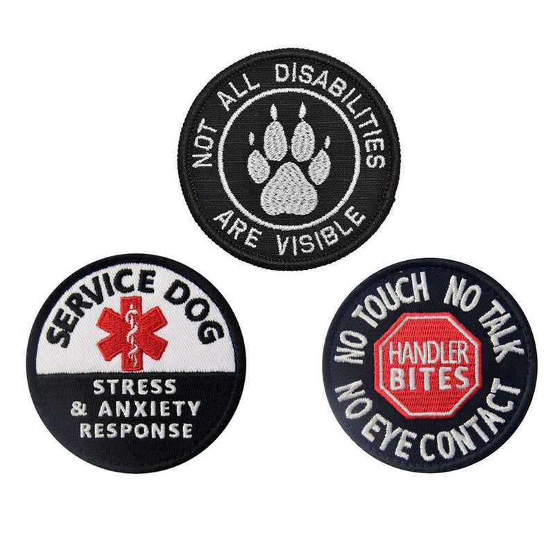 [Australia] - SOUTHYU 3 Pack Service Dog Tactical Morale Patches Embroidered Military Emblem Army Swat Badge for Vest Harness, Hook and Loop Patch #3 