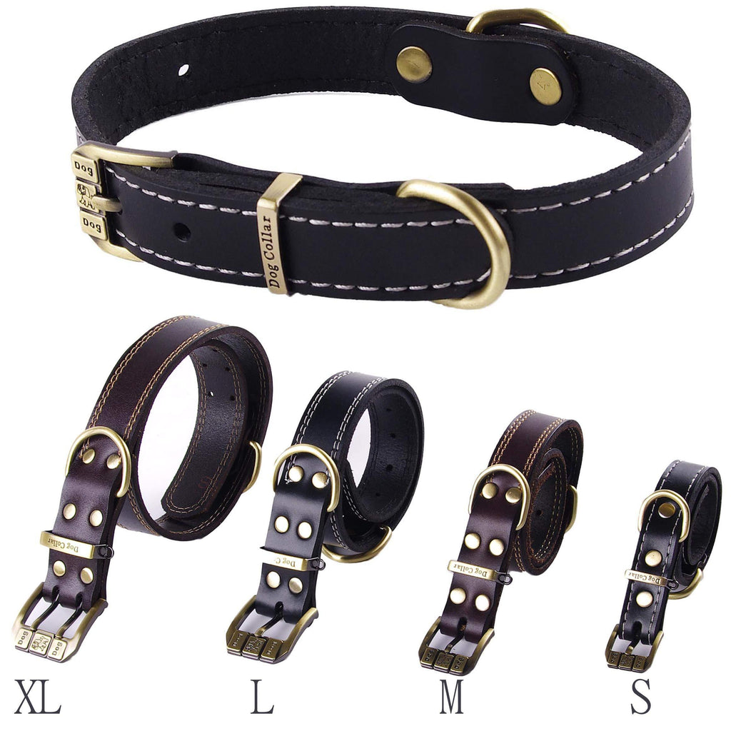 [Australia] - Leather Dog Collar Genuine Leather & Super Alloy, Durable Dog Collar 5 Size for Small Medium Large X-Large Dogs S(for Small Dogs) Alloy Buckle-Black 