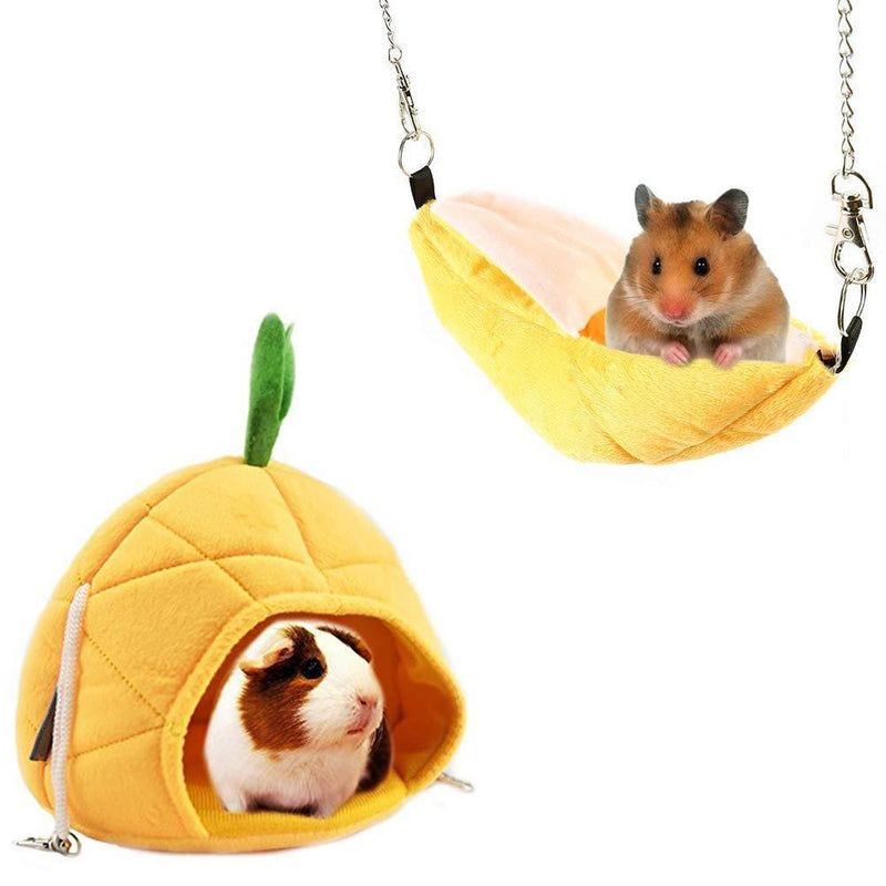 [Australia] - Cuteboom 2 Pack of Fruit Nest for Golden Hamster, Cavy, Hedgehog, Squirrel of Hamsters, Warm House for Pet to Play and Sleep Yellow 
