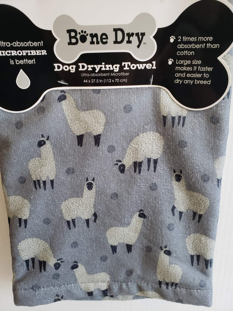 [Australia] - Excello Bone Dry Dog Drying Towel Ultra-Absorbent Microfiber Grey Llama 